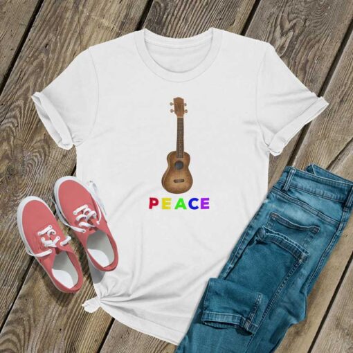 Ukulele Rainbow Peace T Shirt