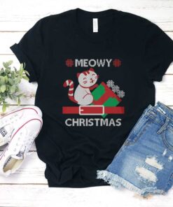 Meowy Ugly Christmas T Shirt